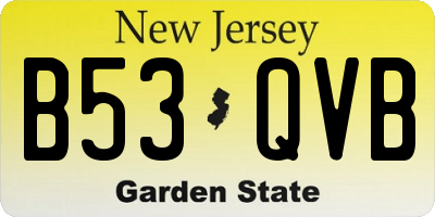 NJ license plate B53QVB
