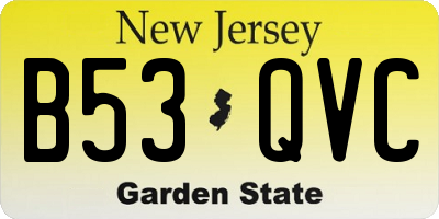 NJ license plate B53QVC
