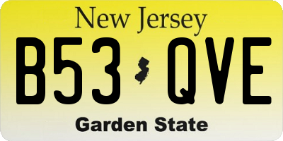 NJ license plate B53QVE
