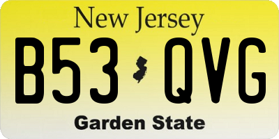 NJ license plate B53QVG
