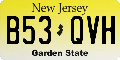 NJ license plate B53QVH
