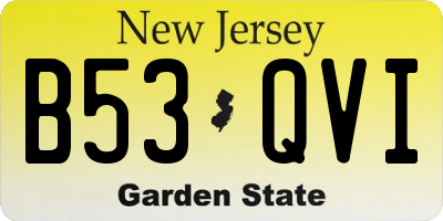 NJ license plate B53QVI