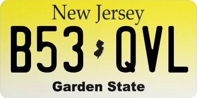 NJ license plate B53QVL