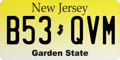 NJ license plate B53QVM