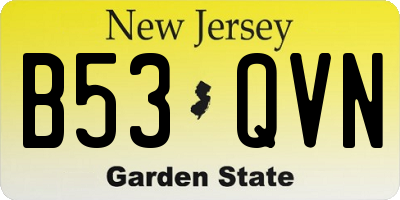 NJ license plate B53QVN