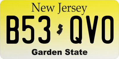 NJ license plate B53QVO