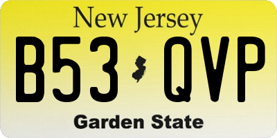 NJ license plate B53QVP