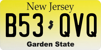 NJ license plate B53QVQ