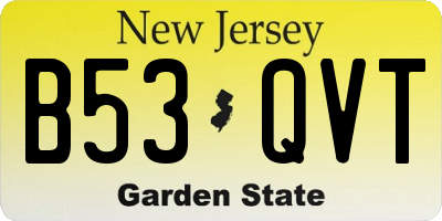 NJ license plate B53QVT