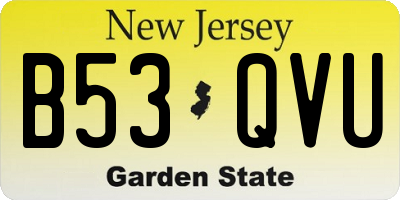 NJ license plate B53QVU
