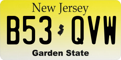 NJ license plate B53QVW