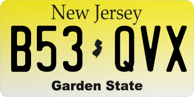 NJ license plate B53QVX