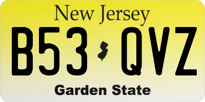 NJ license plate B53QVZ