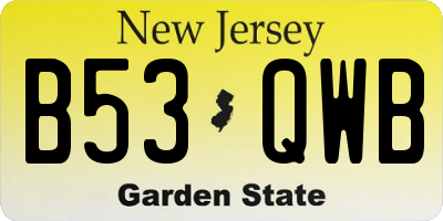 NJ license plate B53QWB