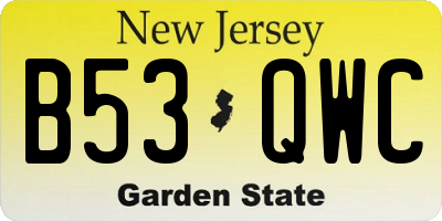NJ license plate B53QWC