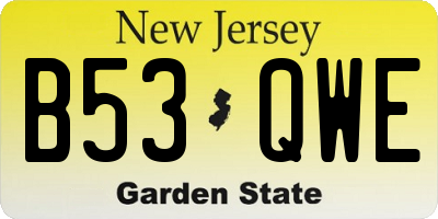 NJ license plate B53QWE