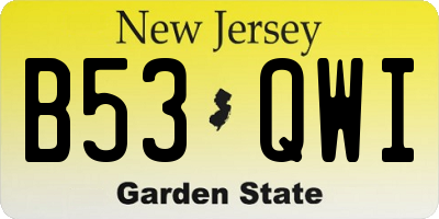 NJ license plate B53QWI