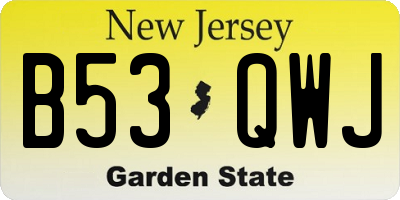 NJ license plate B53QWJ