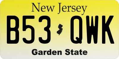 NJ license plate B53QWK