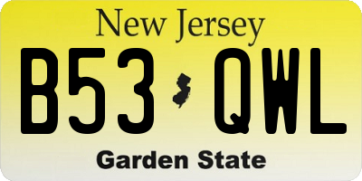 NJ license plate B53QWL