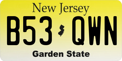 NJ license plate B53QWN