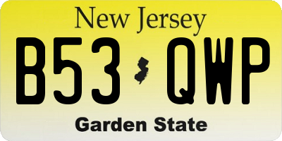 NJ license plate B53QWP