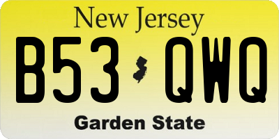 NJ license plate B53QWQ