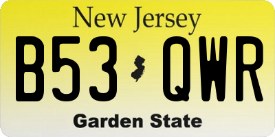 NJ license plate B53QWR