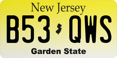 NJ license plate B53QWS