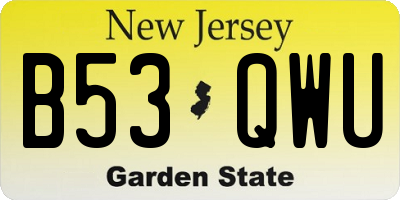 NJ license plate B53QWU