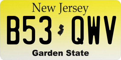 NJ license plate B53QWV