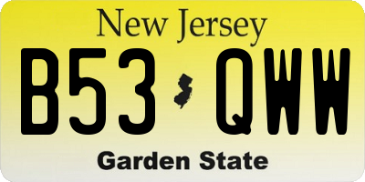 NJ license plate B53QWW