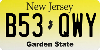 NJ license plate B53QWY