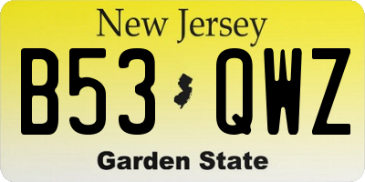 NJ license plate B53QWZ