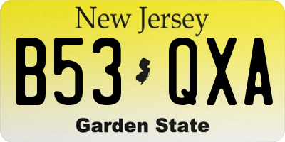NJ license plate B53QXA