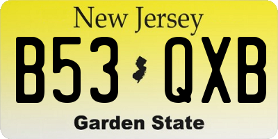 NJ license plate B53QXB