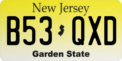 NJ license plate B53QXD