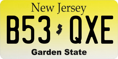 NJ license plate B53QXE
