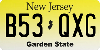 NJ license plate B53QXG