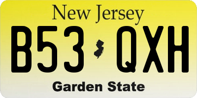 NJ license plate B53QXH