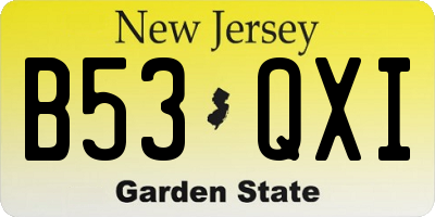 NJ license plate B53QXI