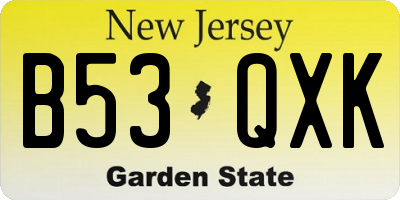 NJ license plate B53QXK