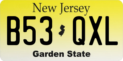 NJ license plate B53QXL