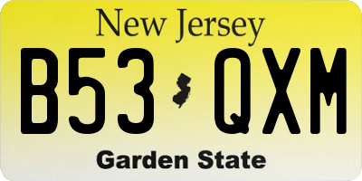 NJ license plate B53QXM
