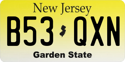 NJ license plate B53QXN