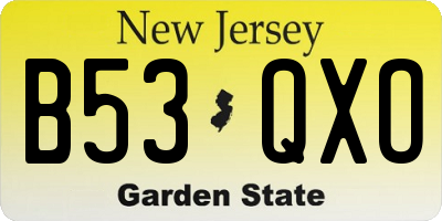NJ license plate B53QXO
