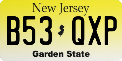 NJ license plate B53QXP