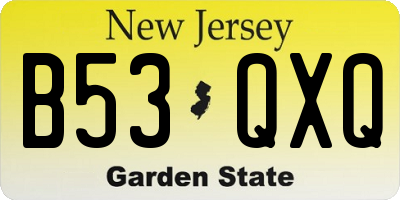 NJ license plate B53QXQ