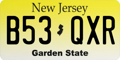 NJ license plate B53QXR