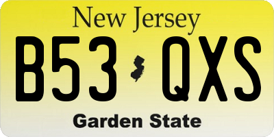 NJ license plate B53QXS